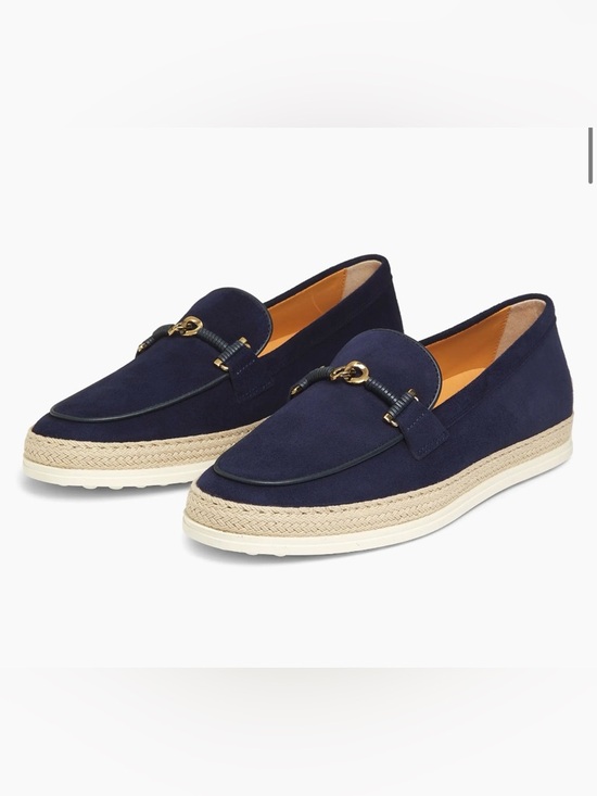 Tod's Shoes - Tod's Double T Ring Suede Raffia Loafers Women's Size 9.5 — Tan/Natural